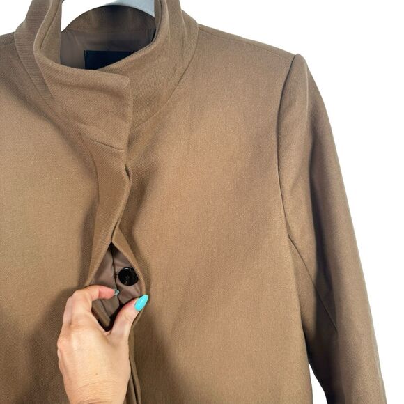 Theory Layti Camal Tan Wool Cashmere Pea Coat Career Capsole Womens Size Small - Picture 3 of 8